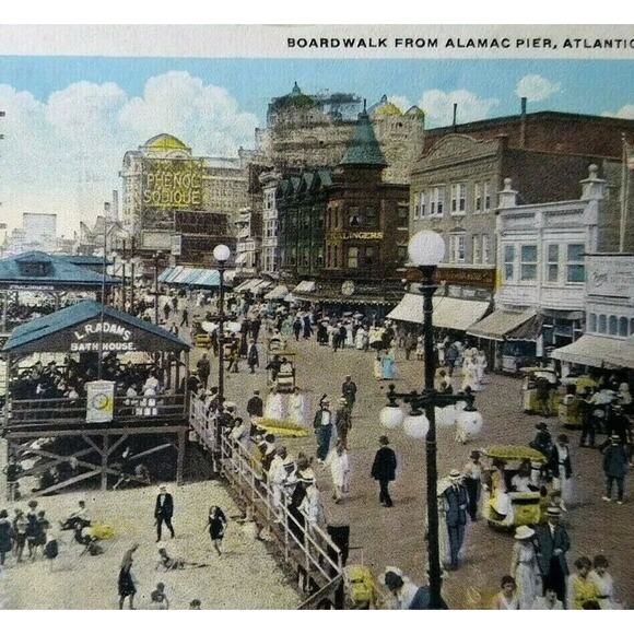 Atlantic City Other - Atlantic City Postcard Boardwalk Alamac Pier New Jersey 1924 James Taffy Robbins